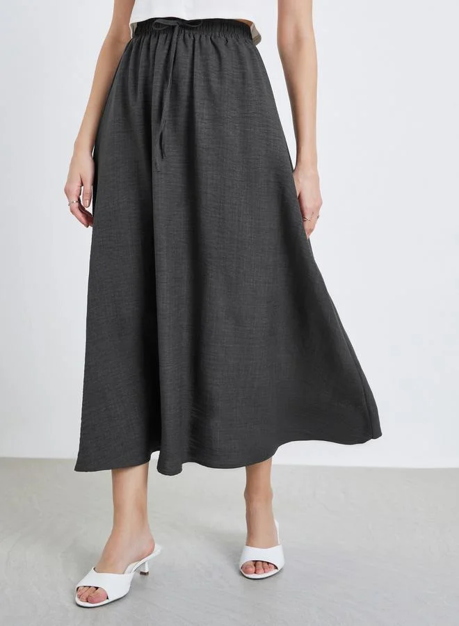 Women Charcoal A-Line Midi Skirt